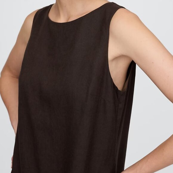 Gap - Linen-Blend Mini Shift Dress in Terra Brown - Size L - NWT - Picture 4 of 4